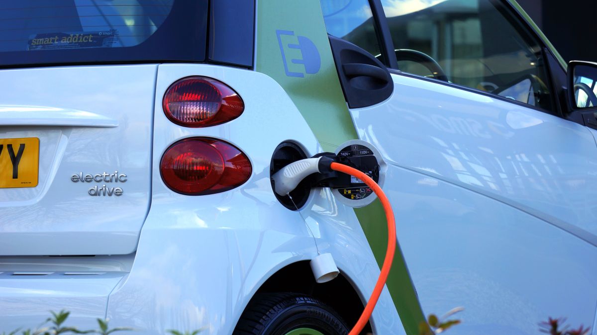 An electric car on charge
