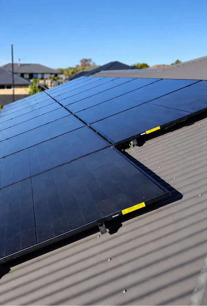 Solar panels installed by Lime Electrical on a residential roof